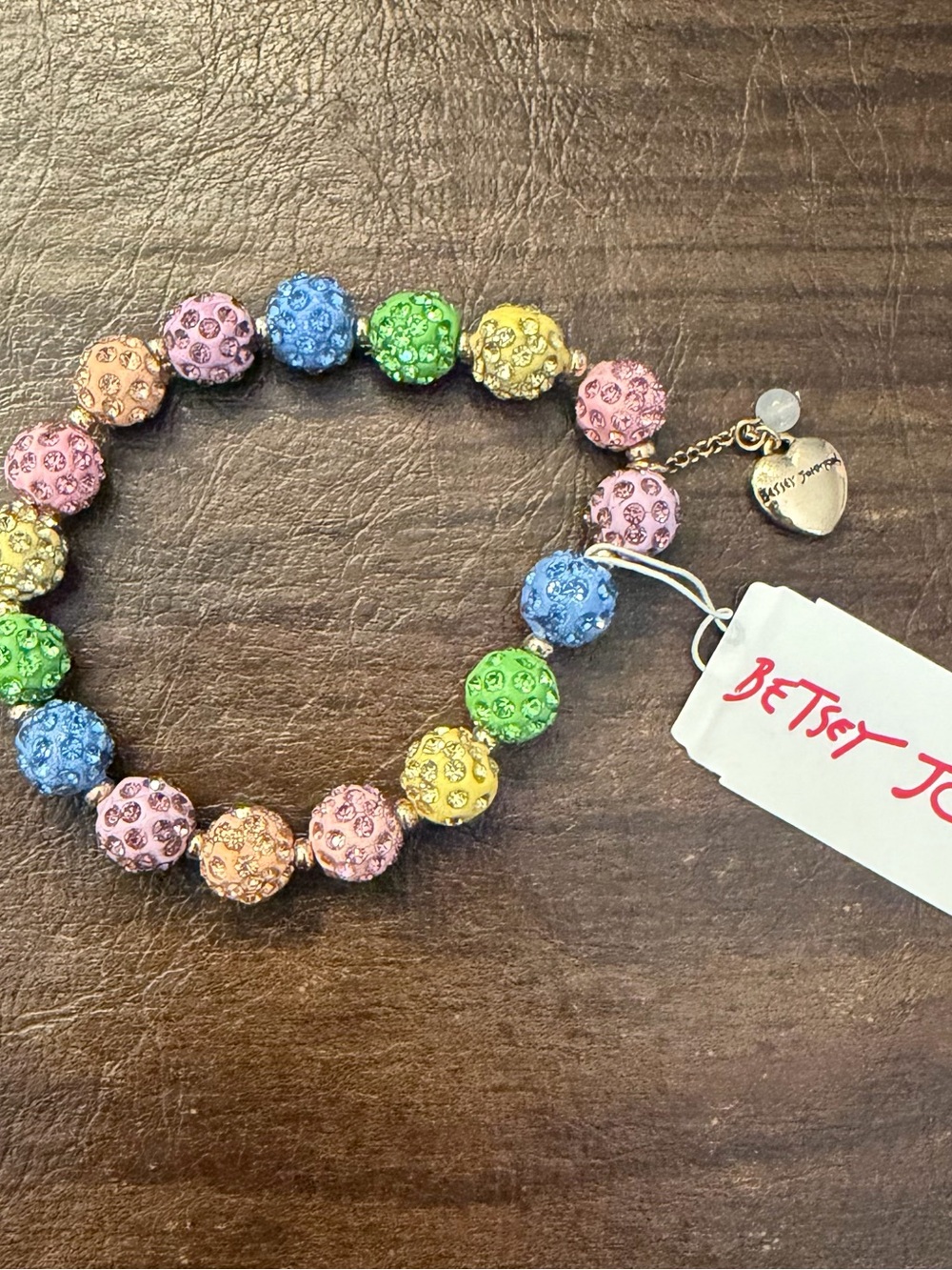 Betsey Johnson Bracelet Rainbow Crystal Beaded Stretch Bracelet